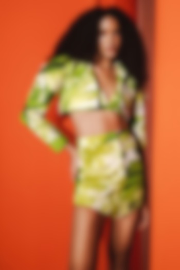 Leaf Green Cotton Jacquard Skirt Set by July Issue at Pernia's Pop Up Shop