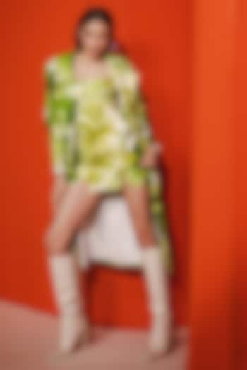 Leaf Green Cotton Jacquard Jacket Vacation Dress by July Issue at Pernia's Pop Up Shop