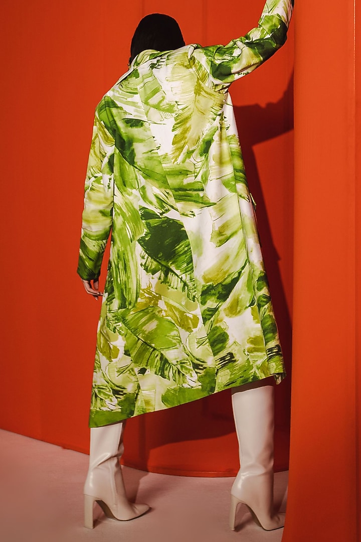 Leaf Green Cotton Jacquard Jacket Vacation Dress by July Issue at Pernia's Pop Up Shop