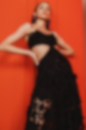 Black Cotton Schiffli Off-Shoulder Vacation Dress by July Issue at Pernia's Pop Up Shop