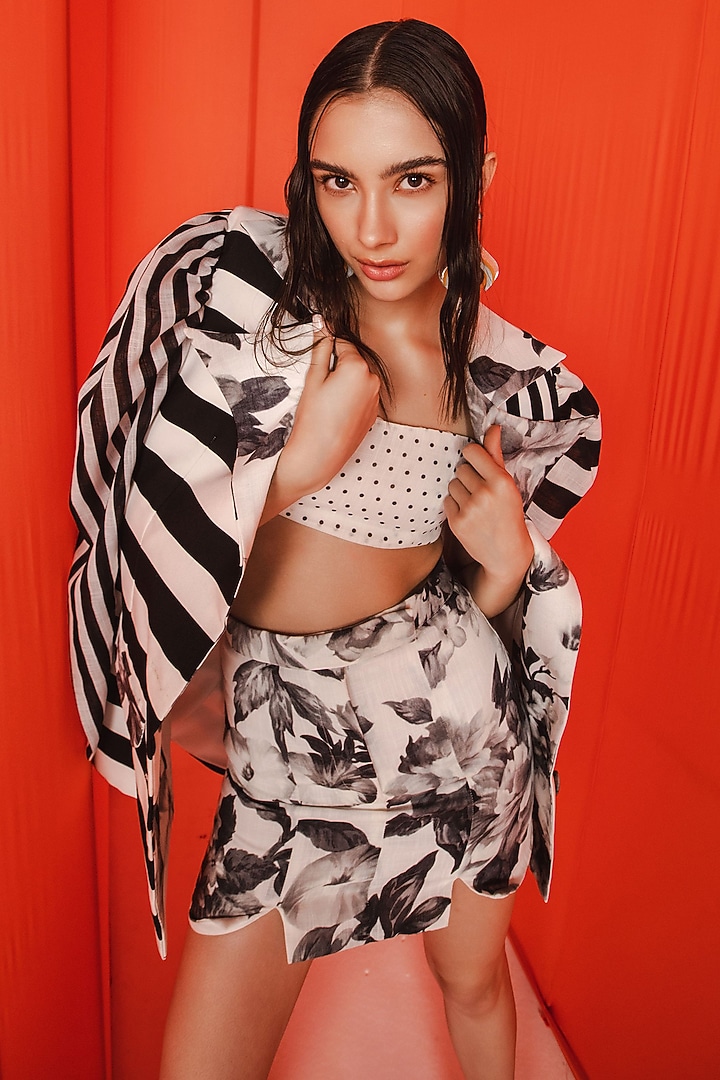 Black & White Cotton Printed Jacket Set by July Issue at Pernia's Pop Up Shop
