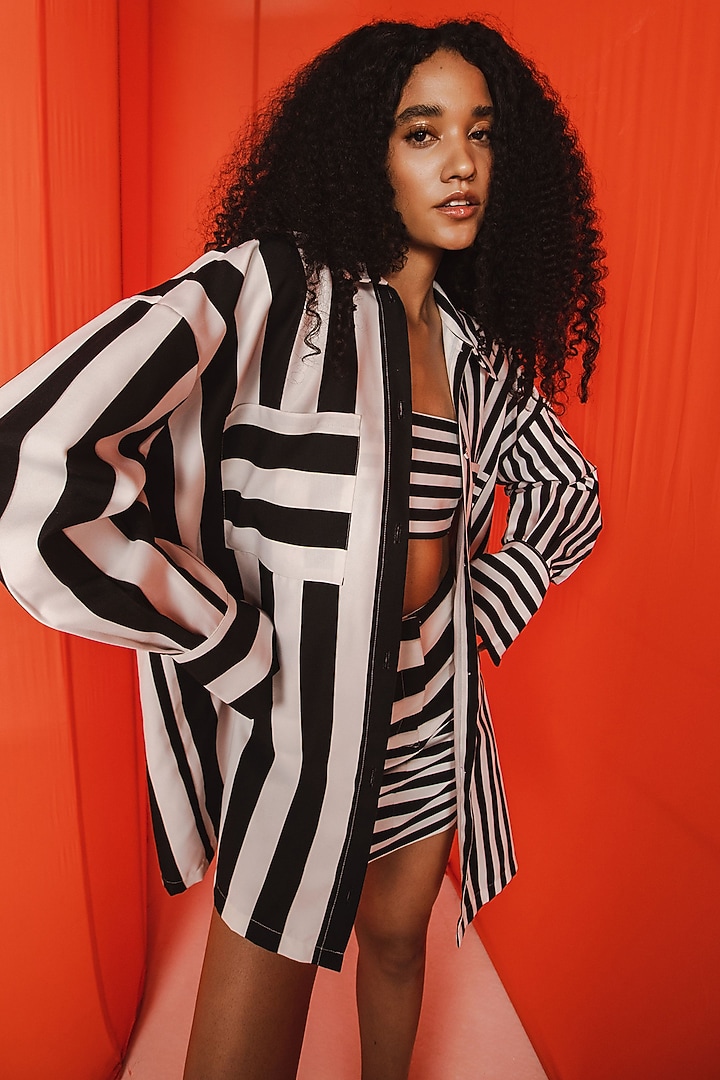 Black & White Cotton Printed Mini Skirt Set by July Issue at Pernia's Pop Up Shop