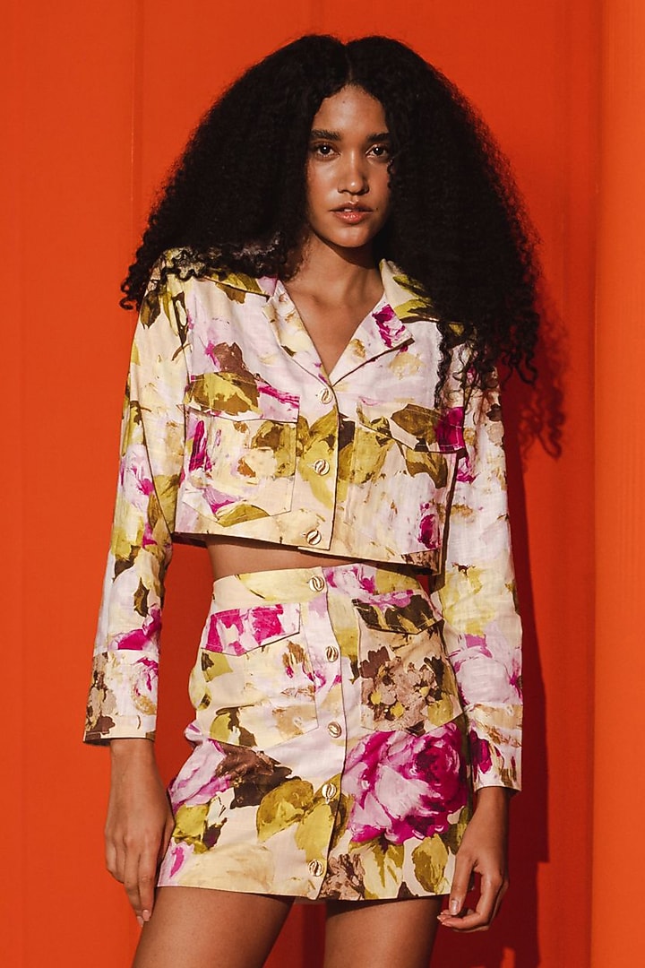 Multi-Colored Cotton Printed Jacket Set by July Issue at Pernia's Pop Up Shop