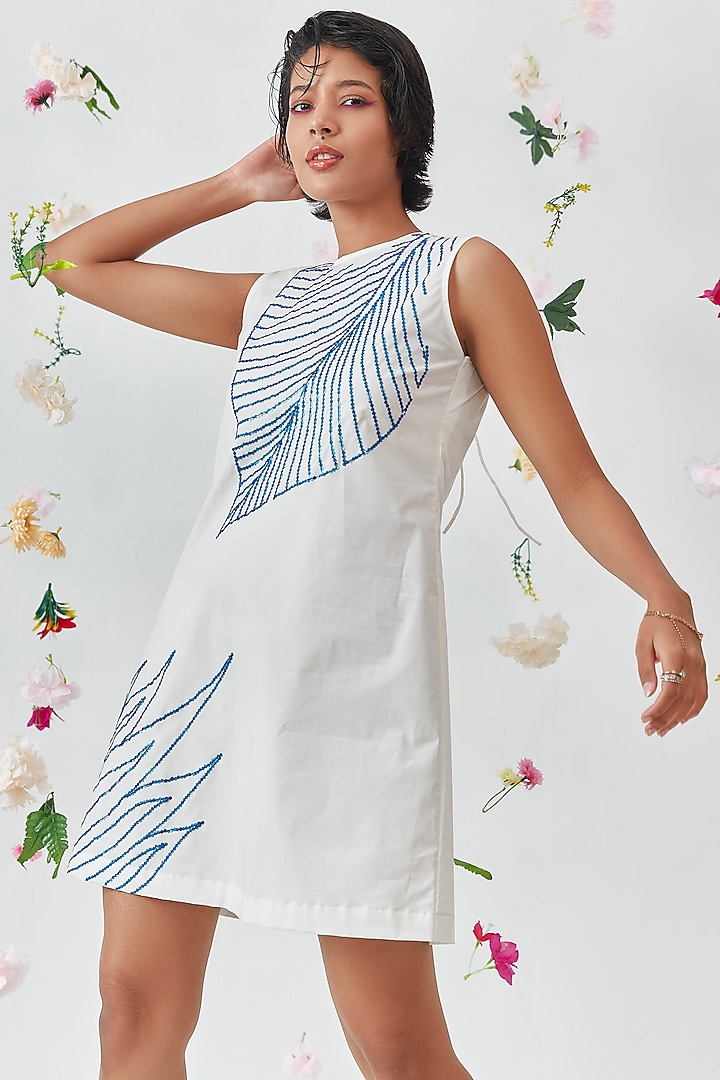 White Cotton Mini Summer Dress by Jilmil at Pernia's Pop Up Shop