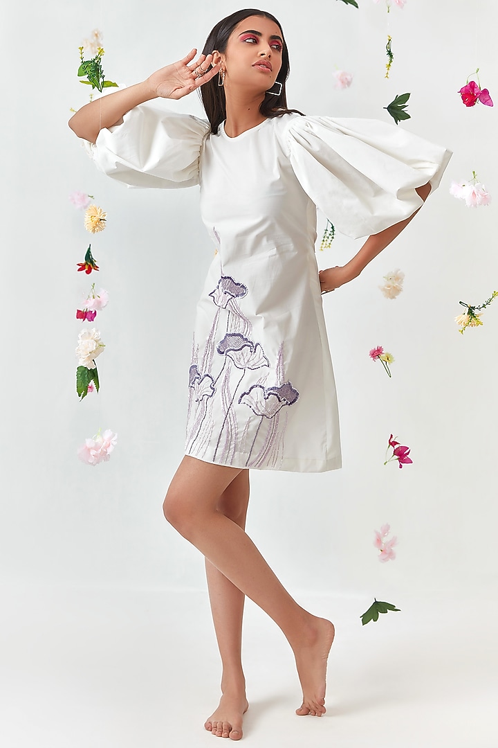 White Cotton Mini Summer Dress by Jilmil at Pernia's Pop Up Shop
