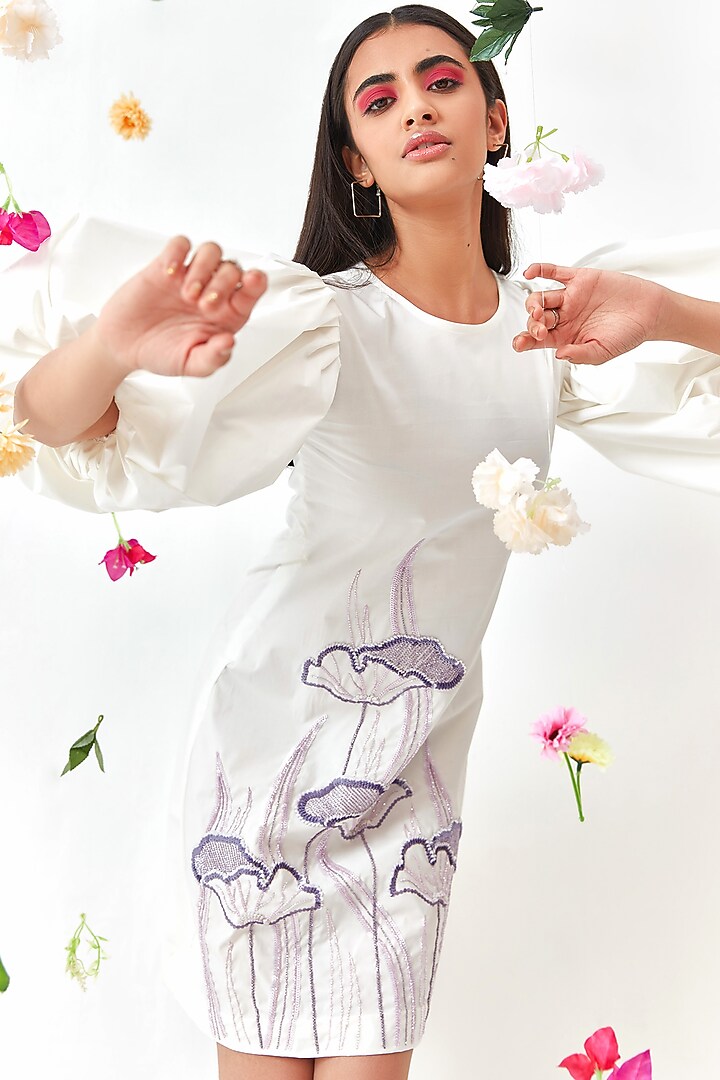 White Cotton Mini Summer Dress by Jilmil at Pernia's Pop Up Shop