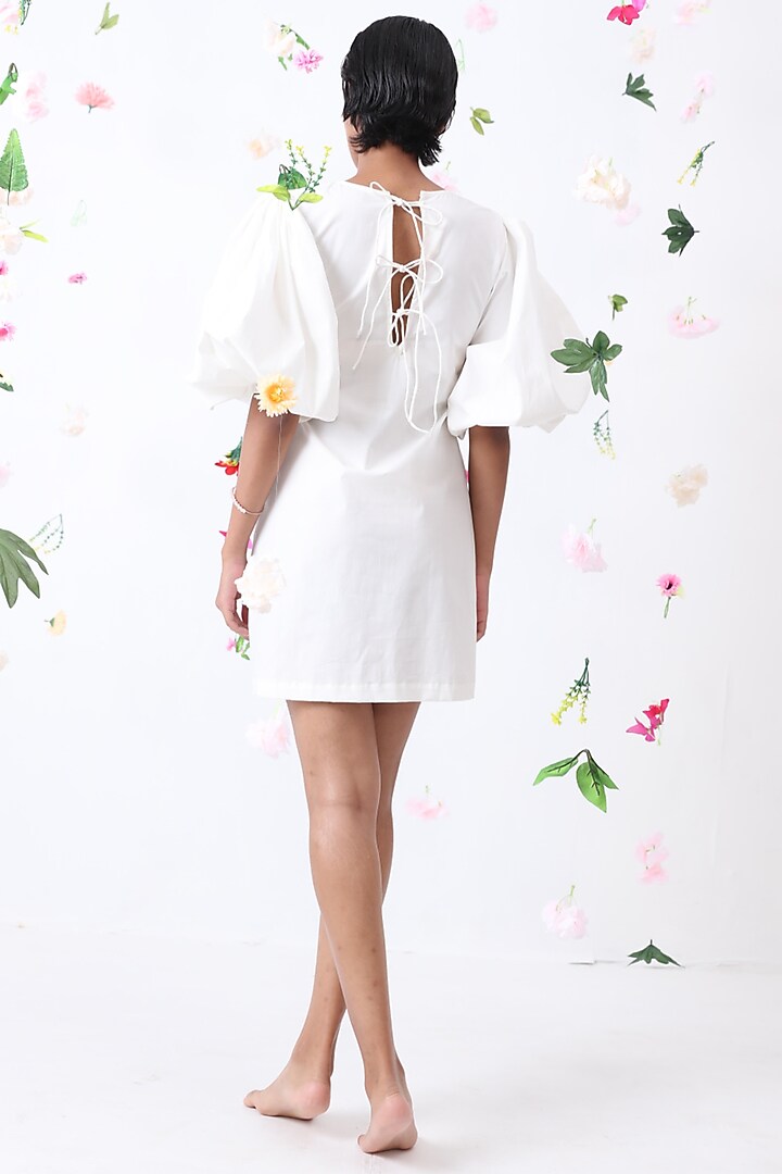 White Cotton Embroidered Summer Dress by Jilmil at Pernia's Pop Up Shop