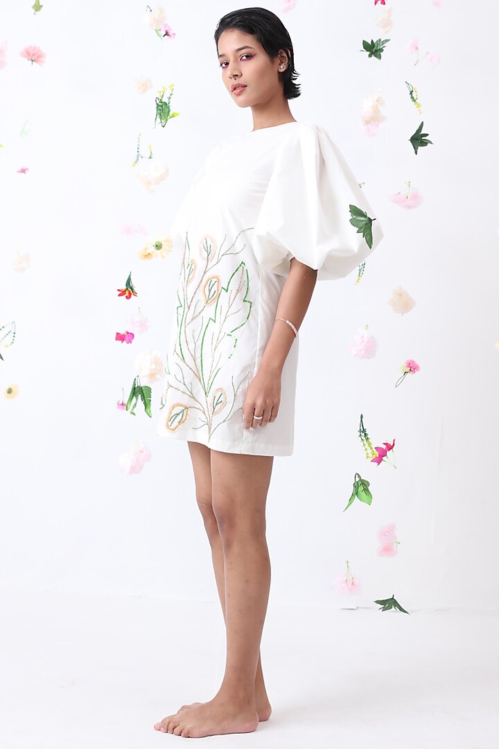 White Cotton Embroidered Summer Dress by Jilmil at Pernia's Pop Up Shop