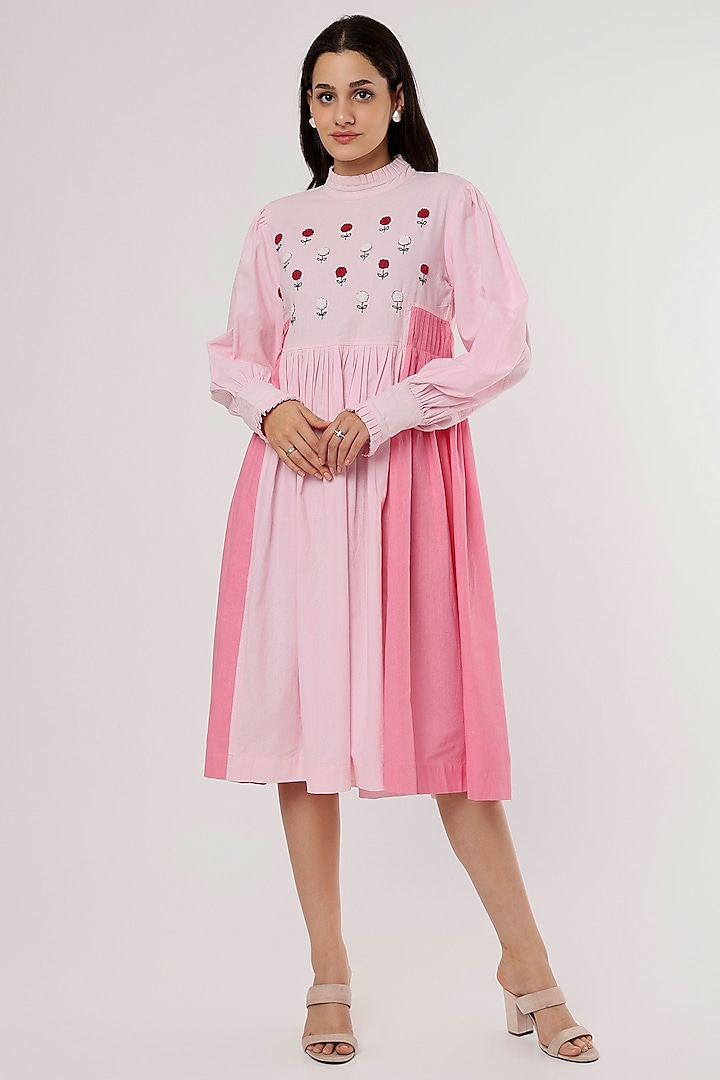 Pink Hand Embroidered Dress by Jilmil