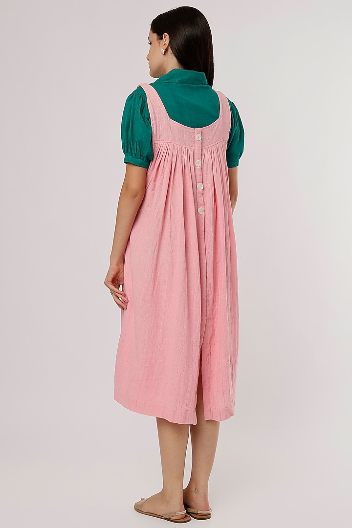 Pink Hand Embroidered Dungaree by Jilmil at Pernia's Pop Up Shop