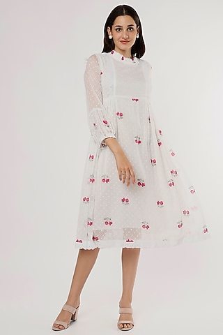 White Printed Dress by Jilmil