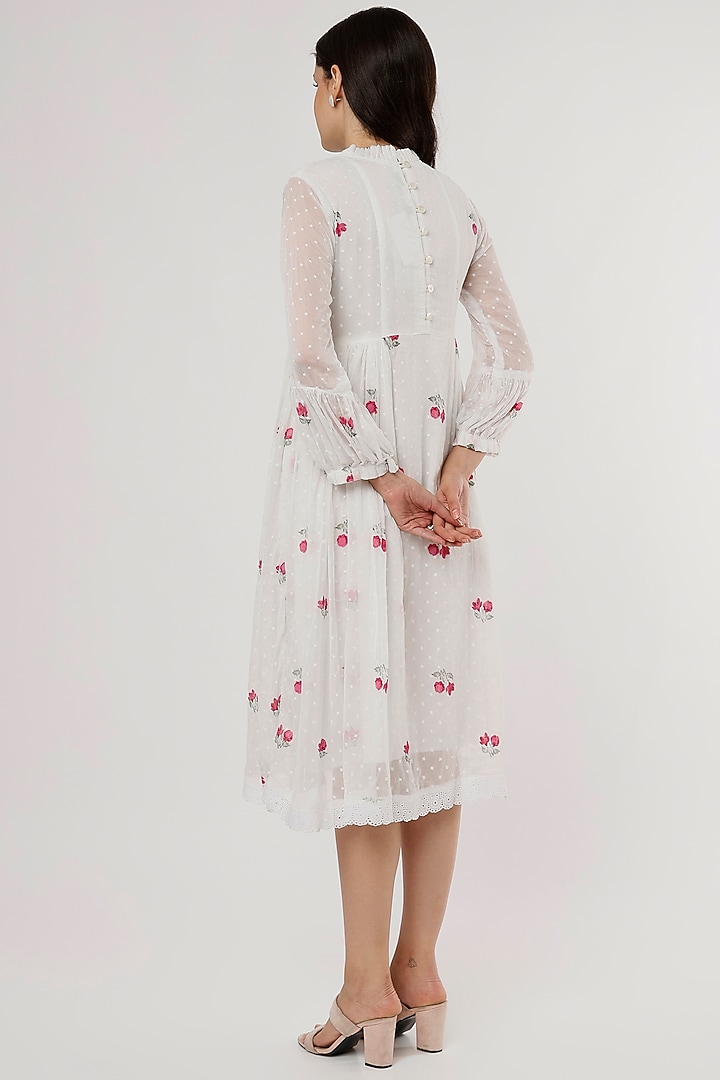 White Printed Summer Dress by Jilmil at Pernia's Pop Up Shop