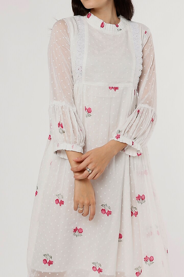 White Printed Summer Dress by Jilmil at Pernia's Pop Up Shop