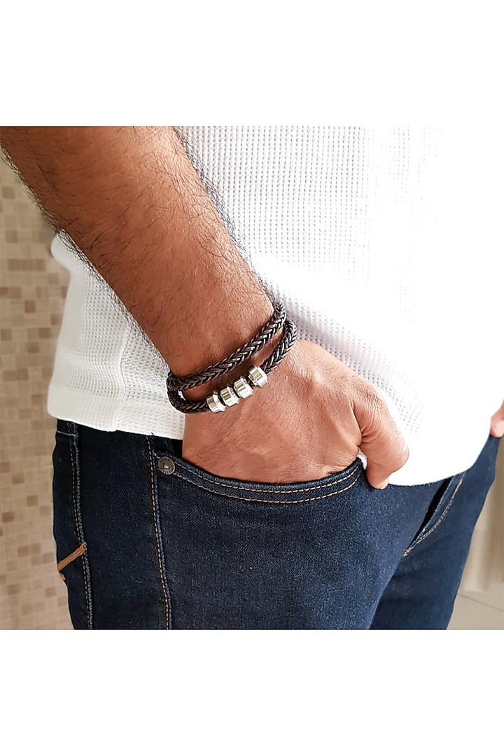 Black Personalised Bracelet Rakhi by JewelitbySZ at Pernia's Pop Up Shop