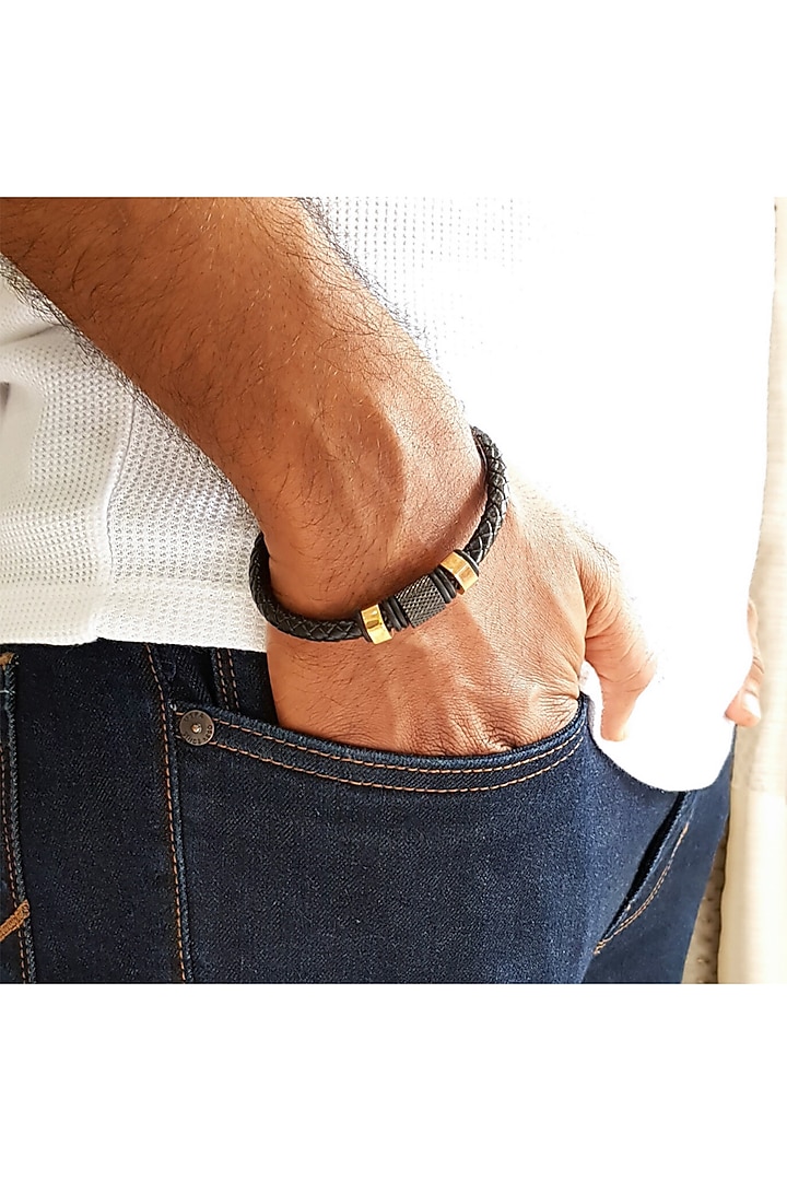 Rose Gold Classic Black Bracelet Rakhi by JewelitbySZ at Pernia's Pop Up Shop