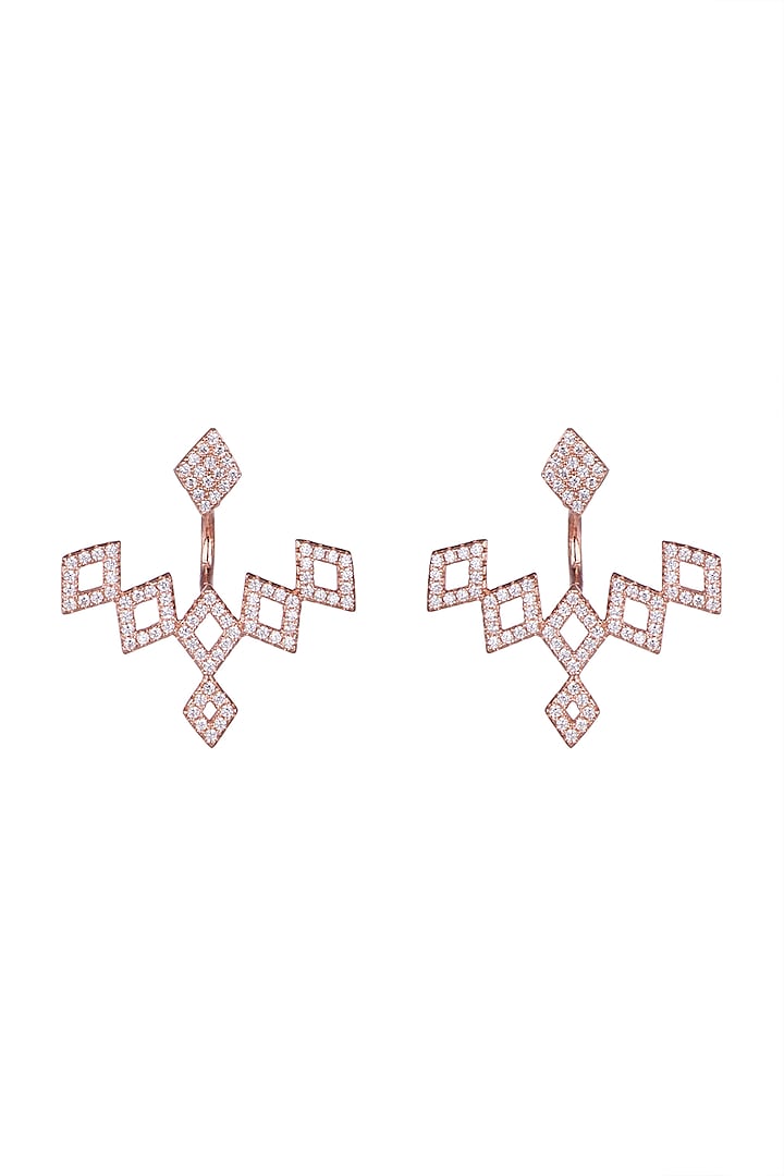 Rose Gold Finish Cubic Zirconia Earrings by JewelitbySZ