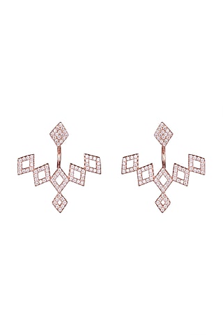 Rose Gold Finish Cubic Zirconia Earrings by JewelitbySZ