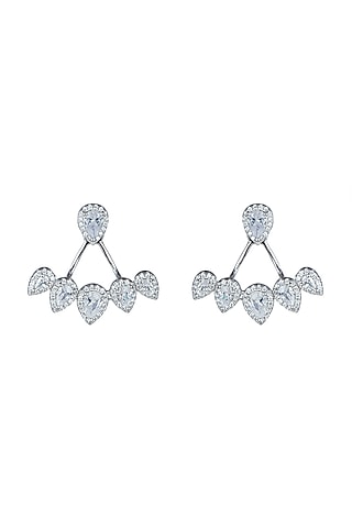 White Finish Zirconia Detachable Earrings by JewelitbySZ
