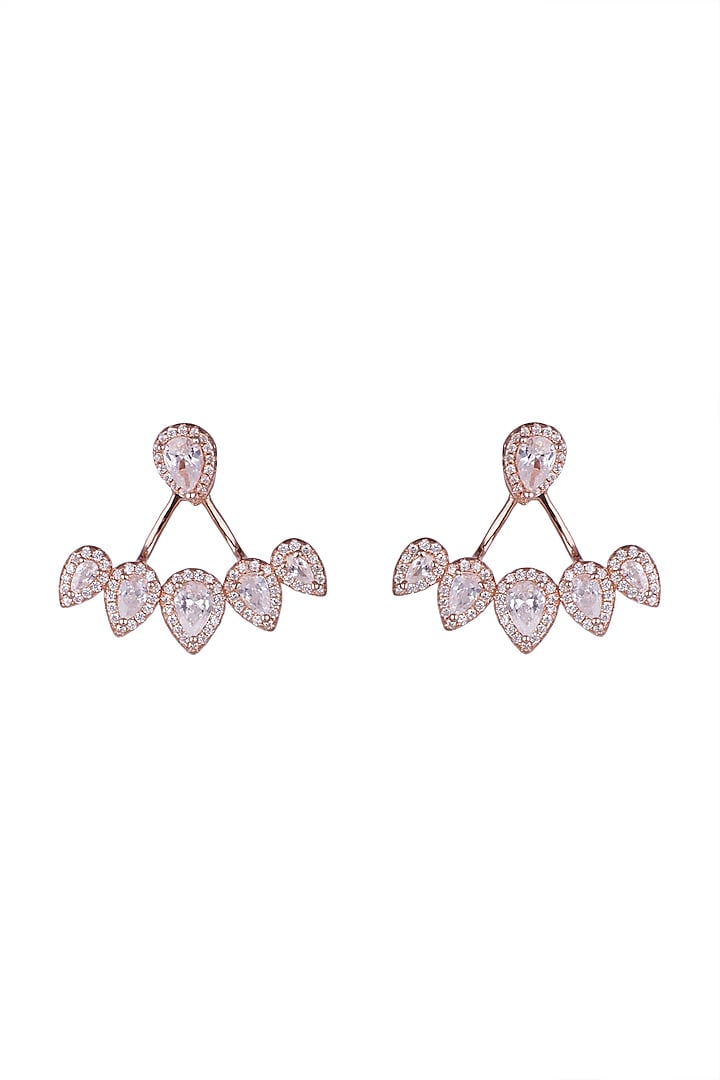 Rose Gold Finish Detachable Zirconia Earrings by JewelitbySZ