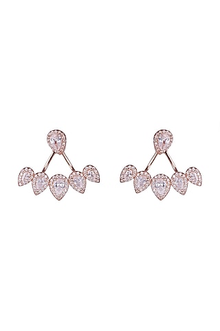 Rose Gold Finish Detachable Zirconia Earrings by JewelitbySZ