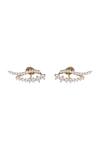 Gold Finish Detachable Zirconia Earrings by JewelitbySZ