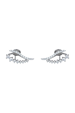 White Finish Detachable Zirconia Earrings by JewelitbySZ