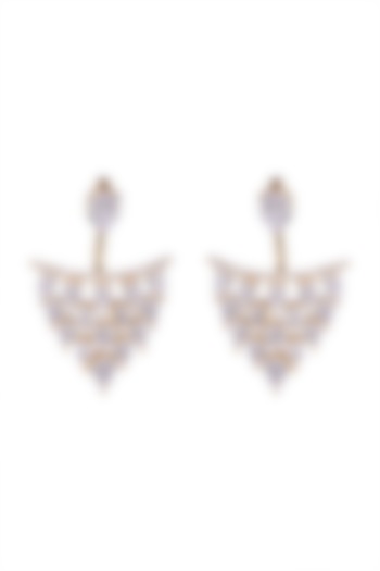 Gold Finish Cubic Zirconia Earrings by JewelitbySZ