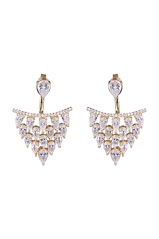 Gold Finish Cubic Zirconia Earrings by JewelitbySZ