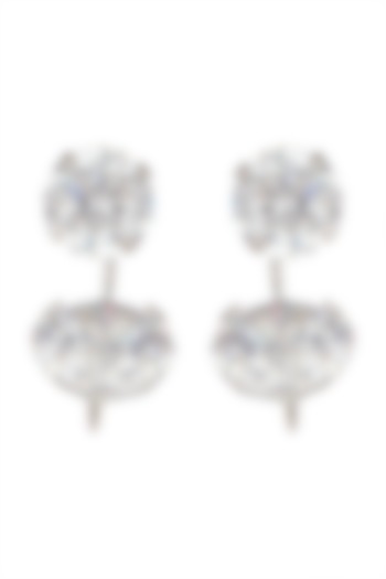 White Finish Detachable Earrings With Zirconia by JewelitbySZ