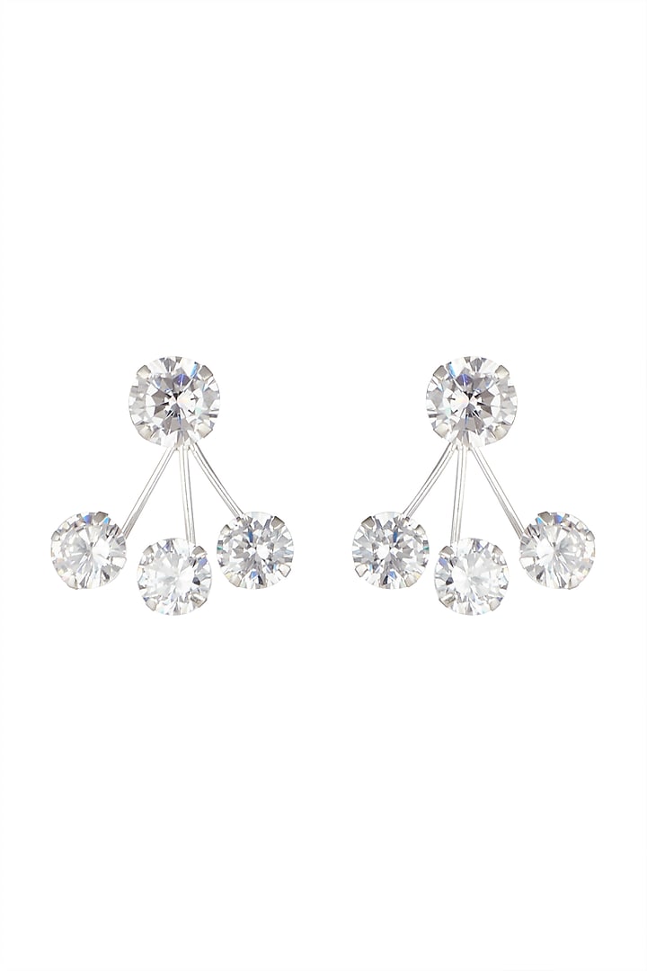 White Finish Cubic Zirconia Detachable Earrings by JewelitbySZ