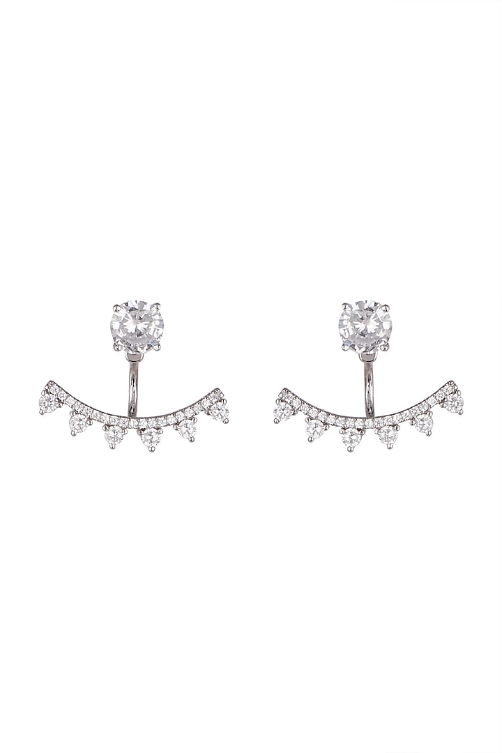 White Finish Detachable Cubic Zirconia Earrings by JewelitbySZ