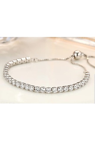 White Finish Zirconia Adjustable Bracelet by JewelitbySZ