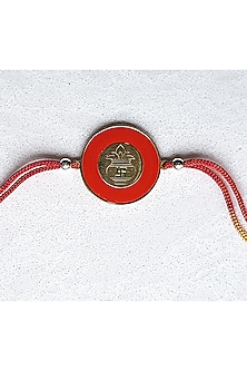 White Finish Swastik Bracelet Rakhi by JewelitbySZ-SILVER RAKHIS