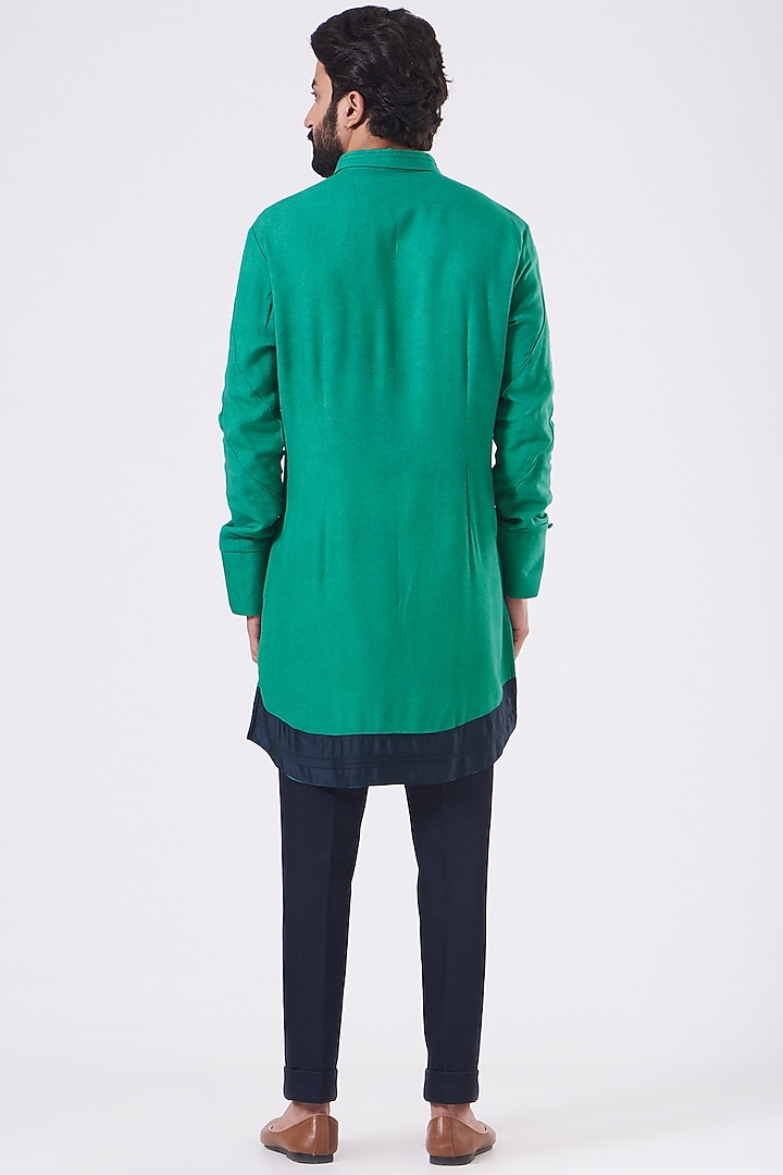 Jade Green Crepe Moss Kurta Set by Jatin Malik at Pernia's Pop Up Shop