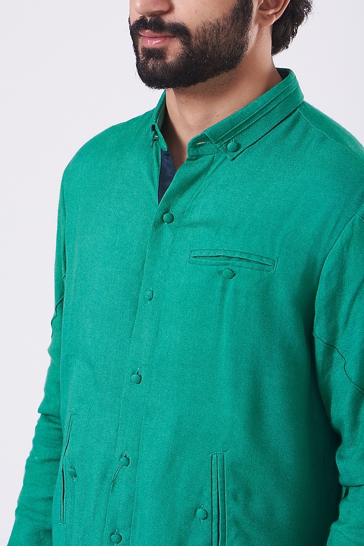 Jade Green Crepe Moss Kurta Set by Jatin Malik at Pernia's Pop Up Shop