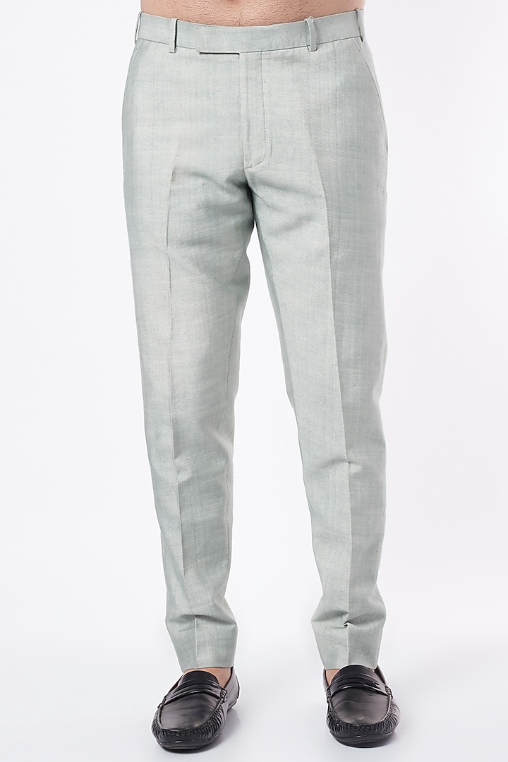 Ice Blue Hand Textured Bandhgala Jacket Set by Jatin Malik at Pernia's Pop Up Shop