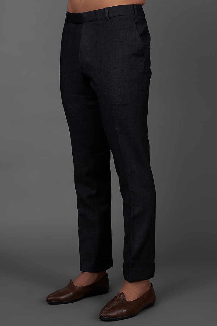 Midnight Blue Silk Embroidered Groom Indowestern Set by Jatin Malik at Pernia's Pop Up Shop
