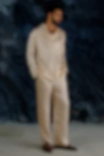 Butter Cream Linen Co-Ord Set by Jatin Malik at Pernia's Pop Up Shop