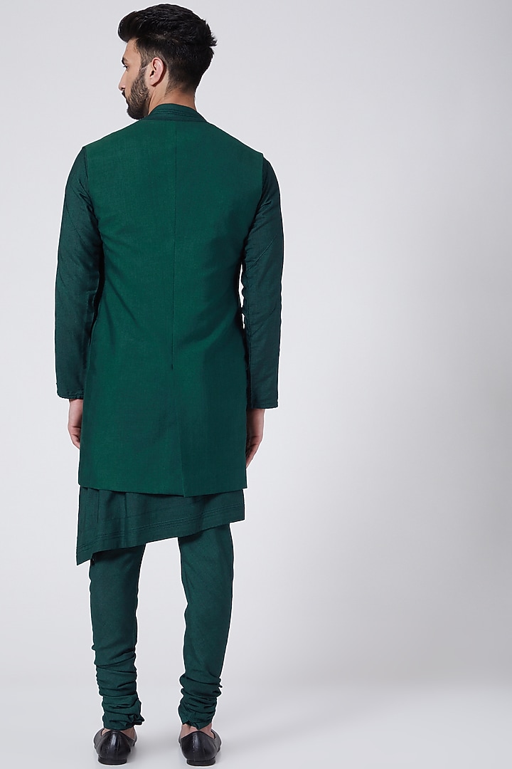 Teal Green Embroidered Kurta Set by Jatin Malik at Pernia's Pop Up Shop