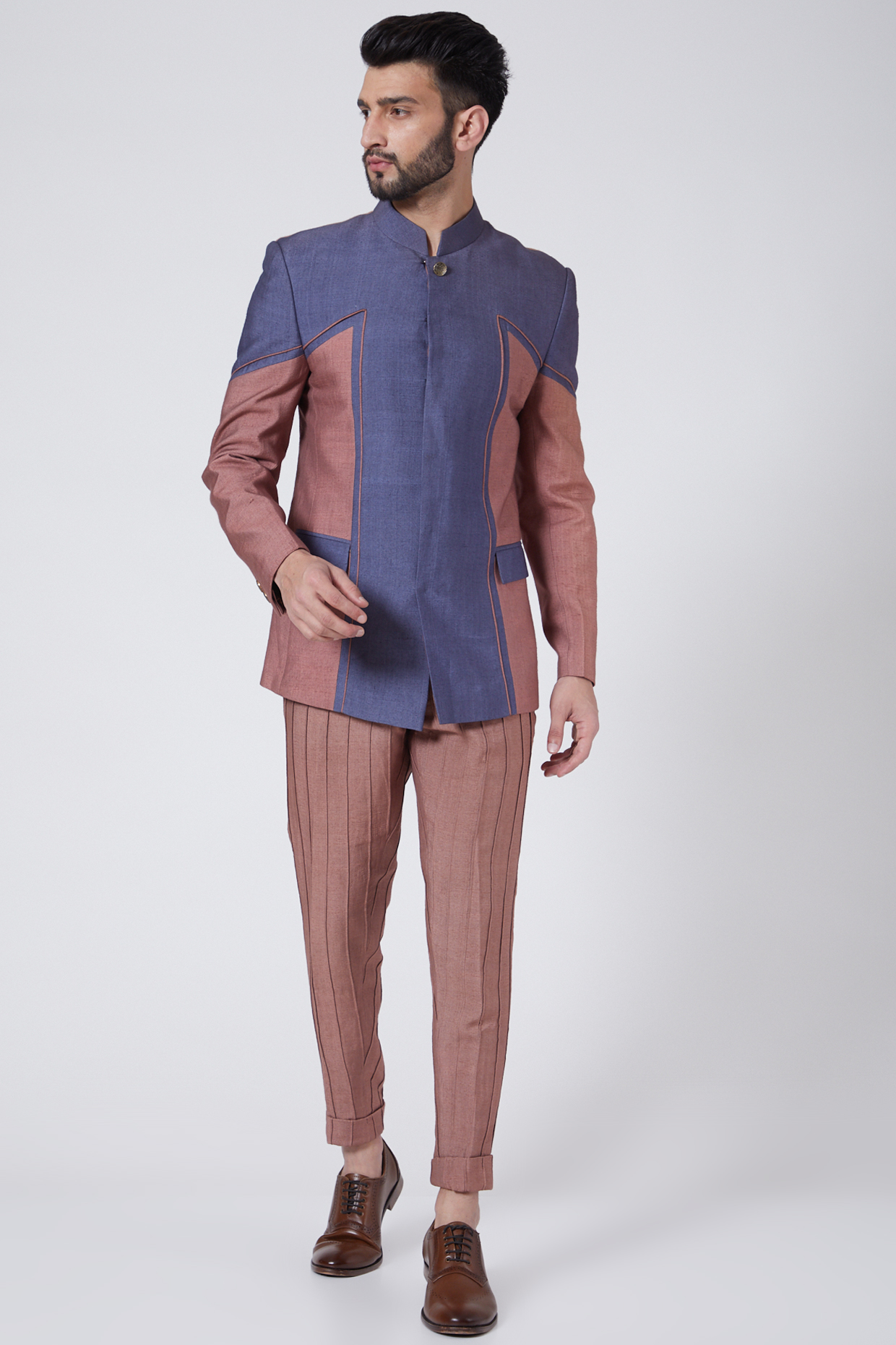 Dusty Mauve Wedding Bandhgala Jacket Set by Jatin Malik at Pernia's Pop Up Shop
