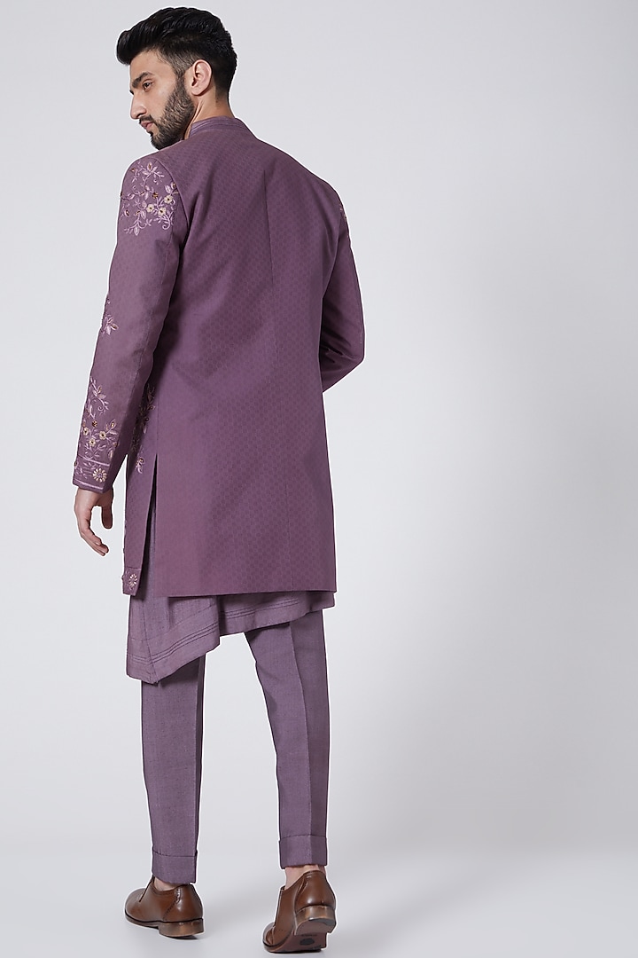 English Purple Embroidered Contemporary Jacket Set by Jatin Malik at Pernia's Pop Up Shop