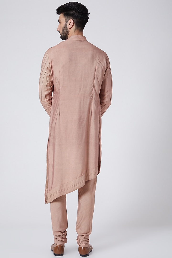 Champagne Asymmetrical Kurta Set by Jatin Malik at Pernia's Pop Up Shop