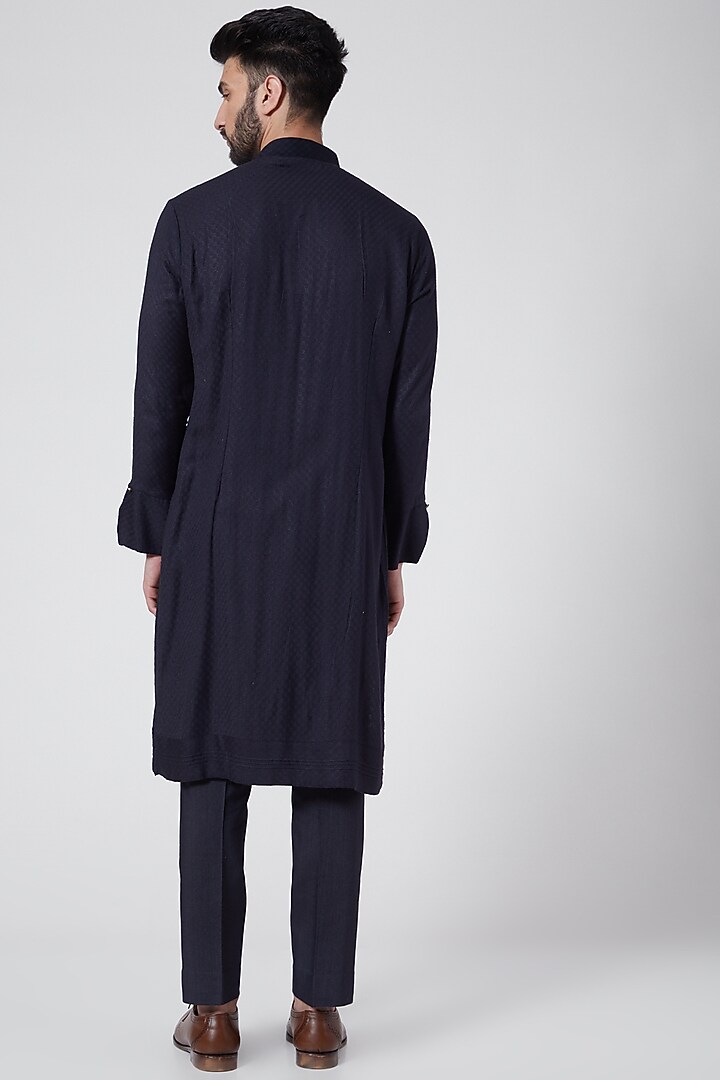 Midnight Blue Kurta Set by Jatin Malik at Pernia's Pop Up Shop
