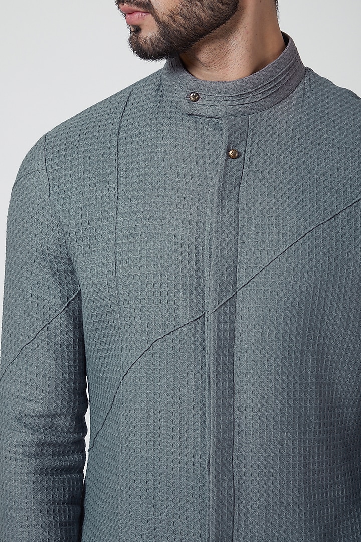 Grey & Black Kurta Set by Jatin Malik at Pernia's Pop Up Shop