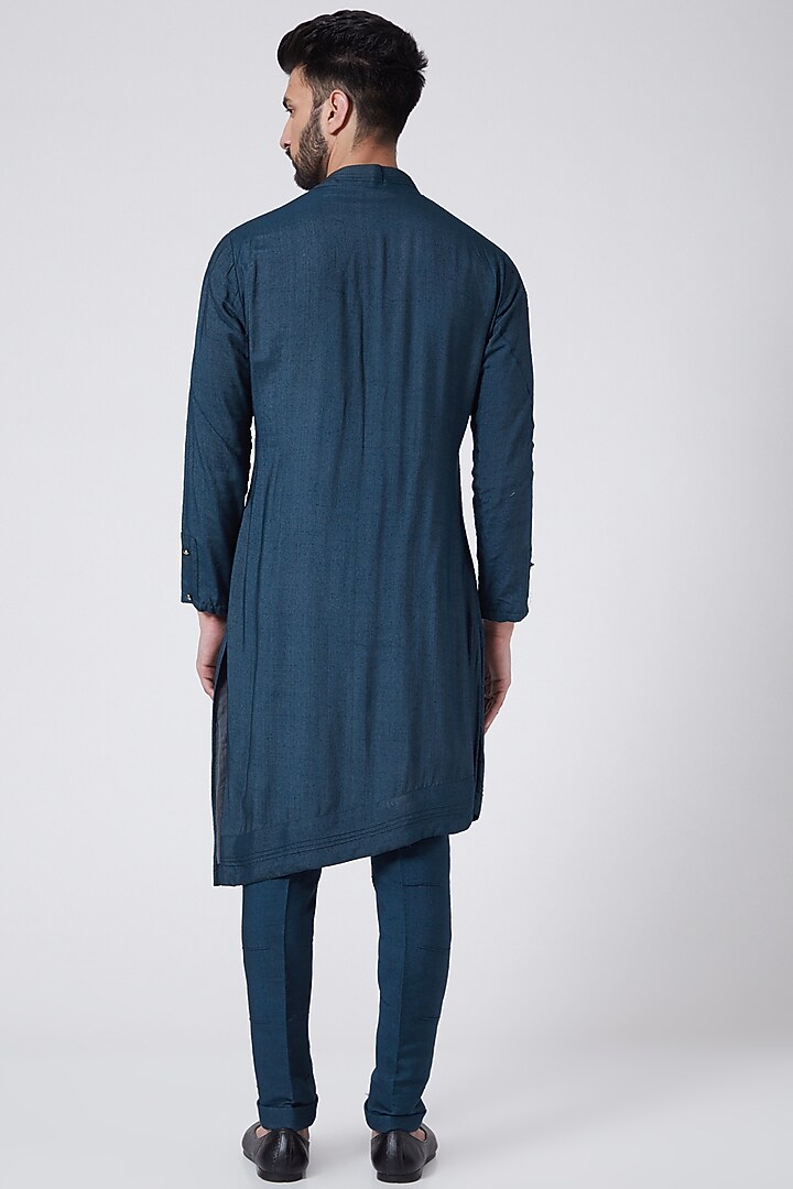 Teal Blue Kurta Set by Jatin Malik at Pernia's Pop Up Shop