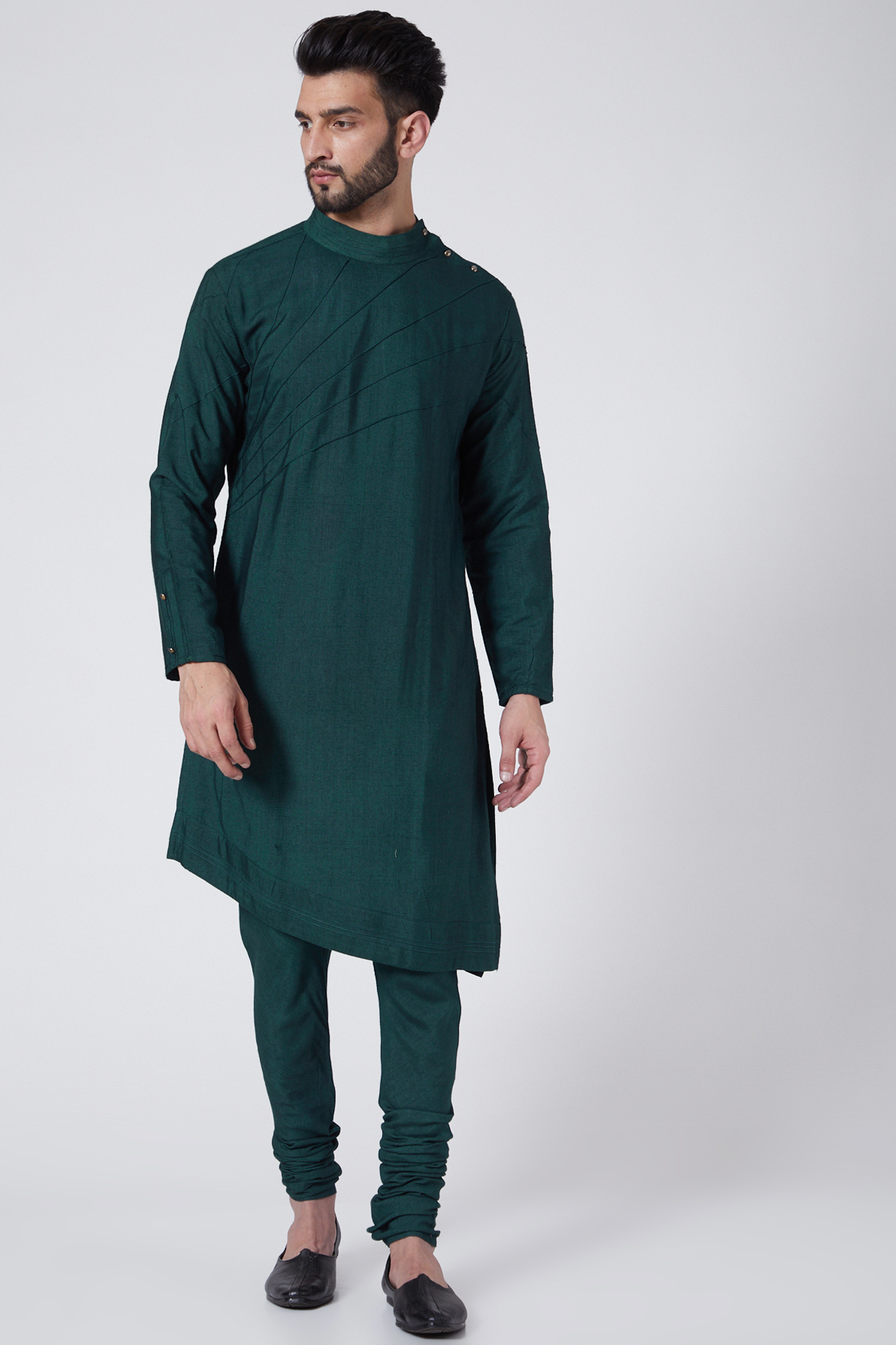 Forest Green Kurta Set by Jatin Malik at Pernia's Pop Up Shop