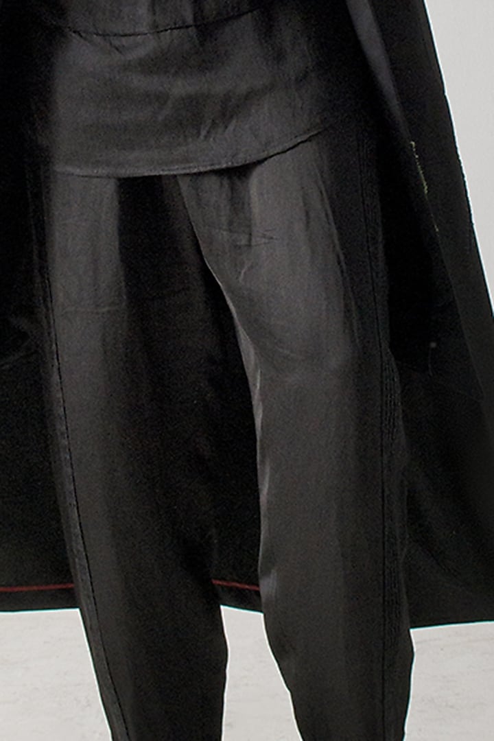 Black Modal Rayon Paper Bag Trousers by Jatin Malik at Pernia's Pop Up Shop