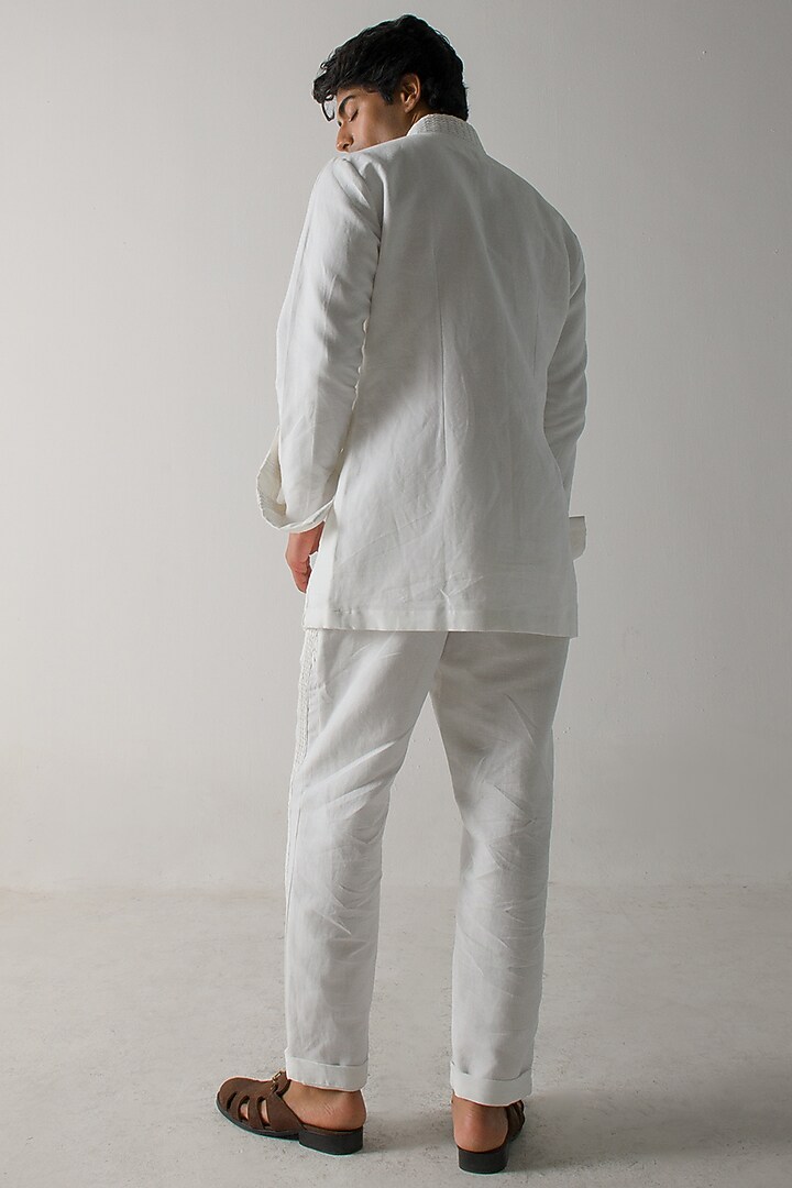 White Cotton Linen Trousers by Jatin Malik at Pernia's Pop Up Shop