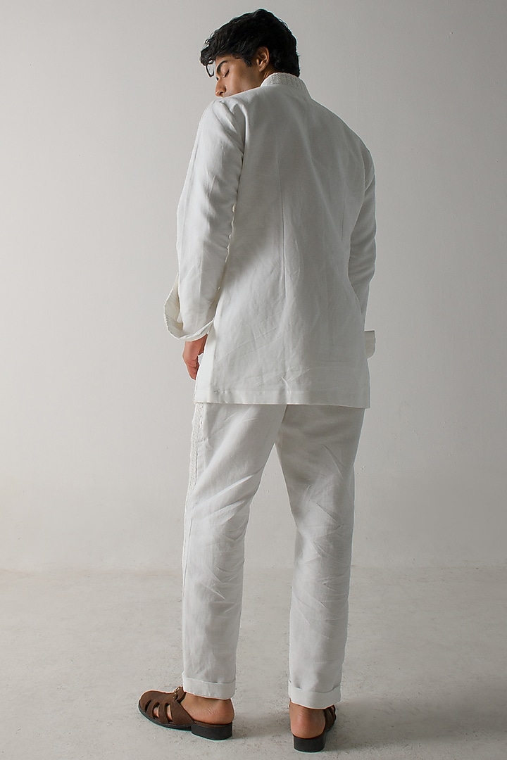 White Cotton Linen Co-Ord Set by Jatin Malik at Pernia's Pop Up Shop