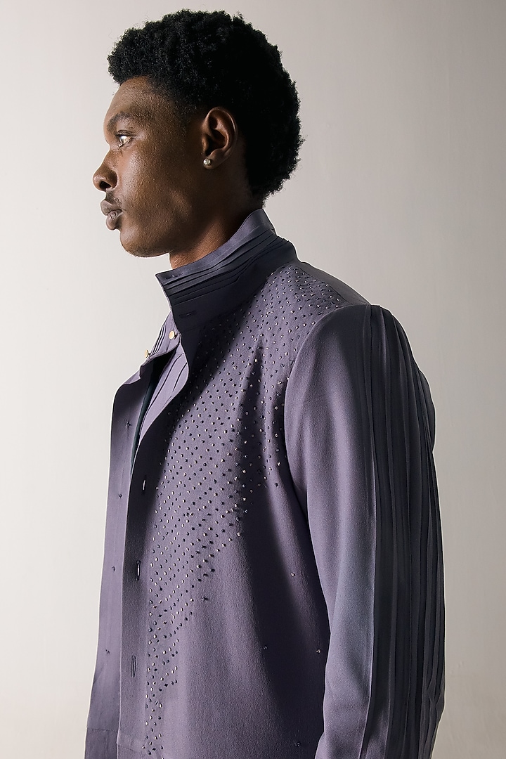English Purple Banana Crepe Overcoat by Jatin Malik at Pernia's Pop Up Shop
